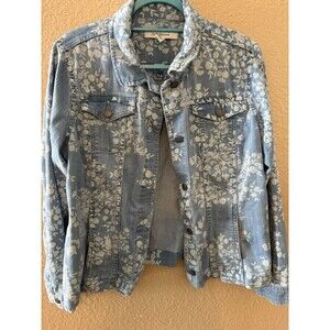 Croft & Barrow Women's Jacket Button Front Blue Floral  Size L